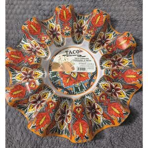 Prepara Taco Carousel Holder Floral 12" Fits 10 Tacos Plate Colorful NWT NEW